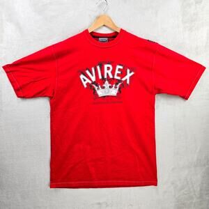 Vintage Avirex Shirt Mens Large Red Imperial Brand Y2K Crown Hip Hop Punk 2000s